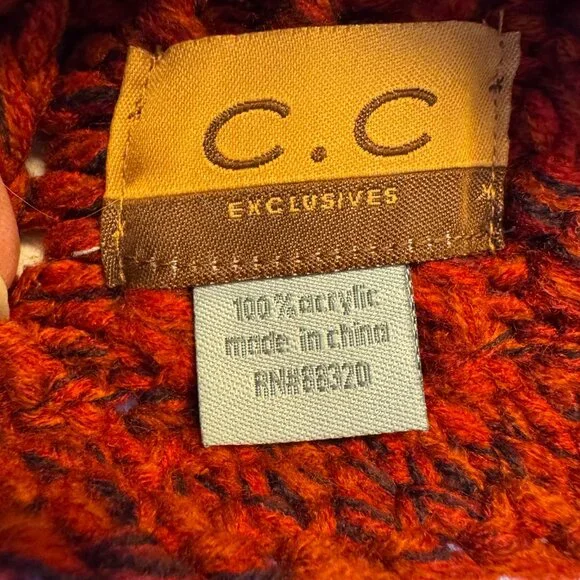 C.C Exclusives Crochet Chunky Knit Newsboy Hat Red Slouchy Baker Boy - Picture 7 of 7